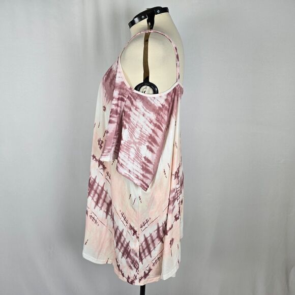 Bloomchic T-Shirt Women's 4X Tie Dye Asymmetrical Hem Cami Dusty Pink NWT - Picture 8 of 8